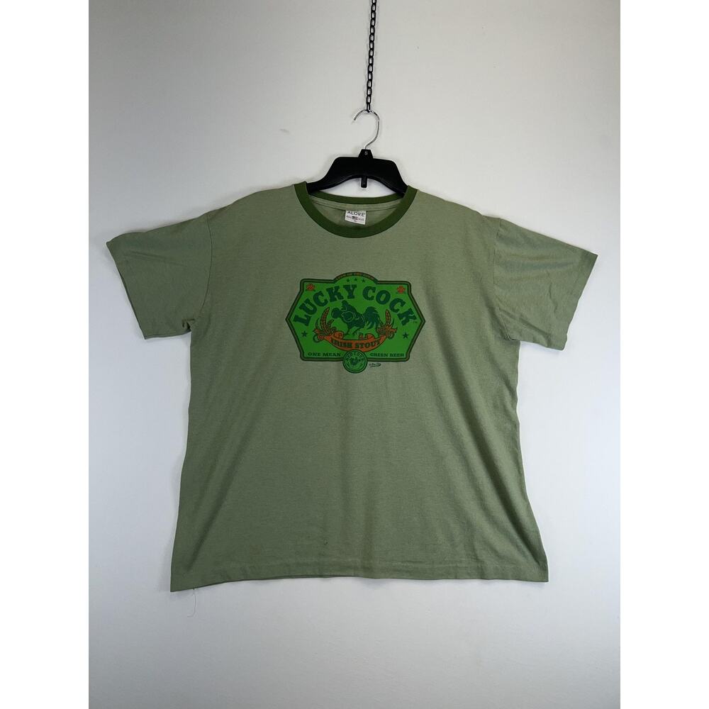 Lucky Chicken Irish Pub Shirt Mens XL Green Graphic Short Sleeve Made USA